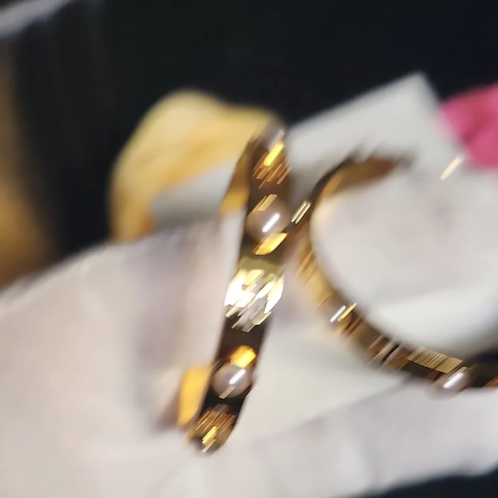 Tory Burch Gold Hoops with Pearl Accents - Picture 8 of 10